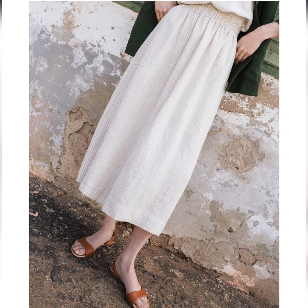 NOT PERFECT LINEN SION GATHERED LINEN SKIRT